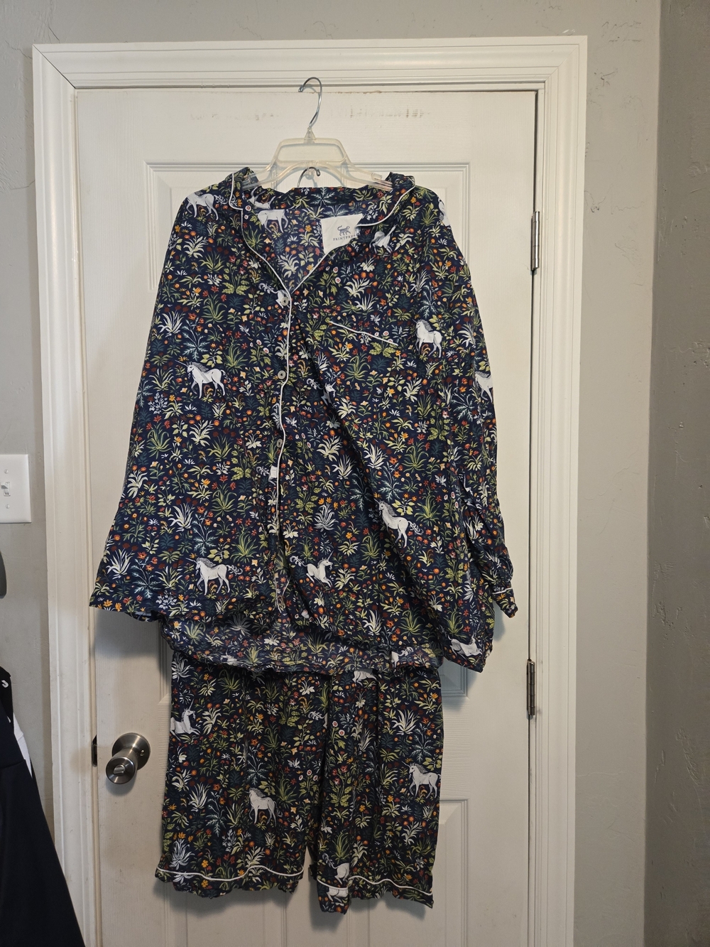 Navy Unicorn Print Pajama Set Womens 6X Print fresh